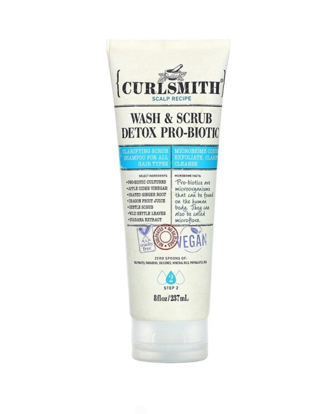 Curl Smith Wash & Scrub Detox Pro-Biotic Shampoo, All Hair Types, Step 2, 8 fl oz (237 ml)